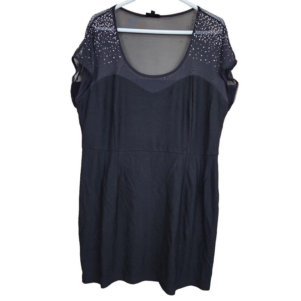 CITY CHIC Women's Black Confetti Jewels Cap Sleeve Scoop Neck Mini Dress SZ M/18